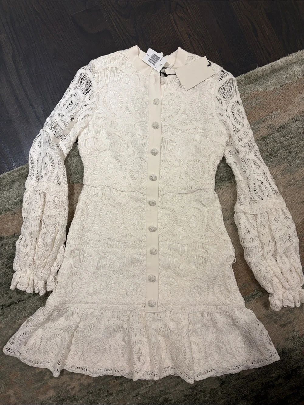 Alexis Ivory Lace Long-Sleeve Button Dress